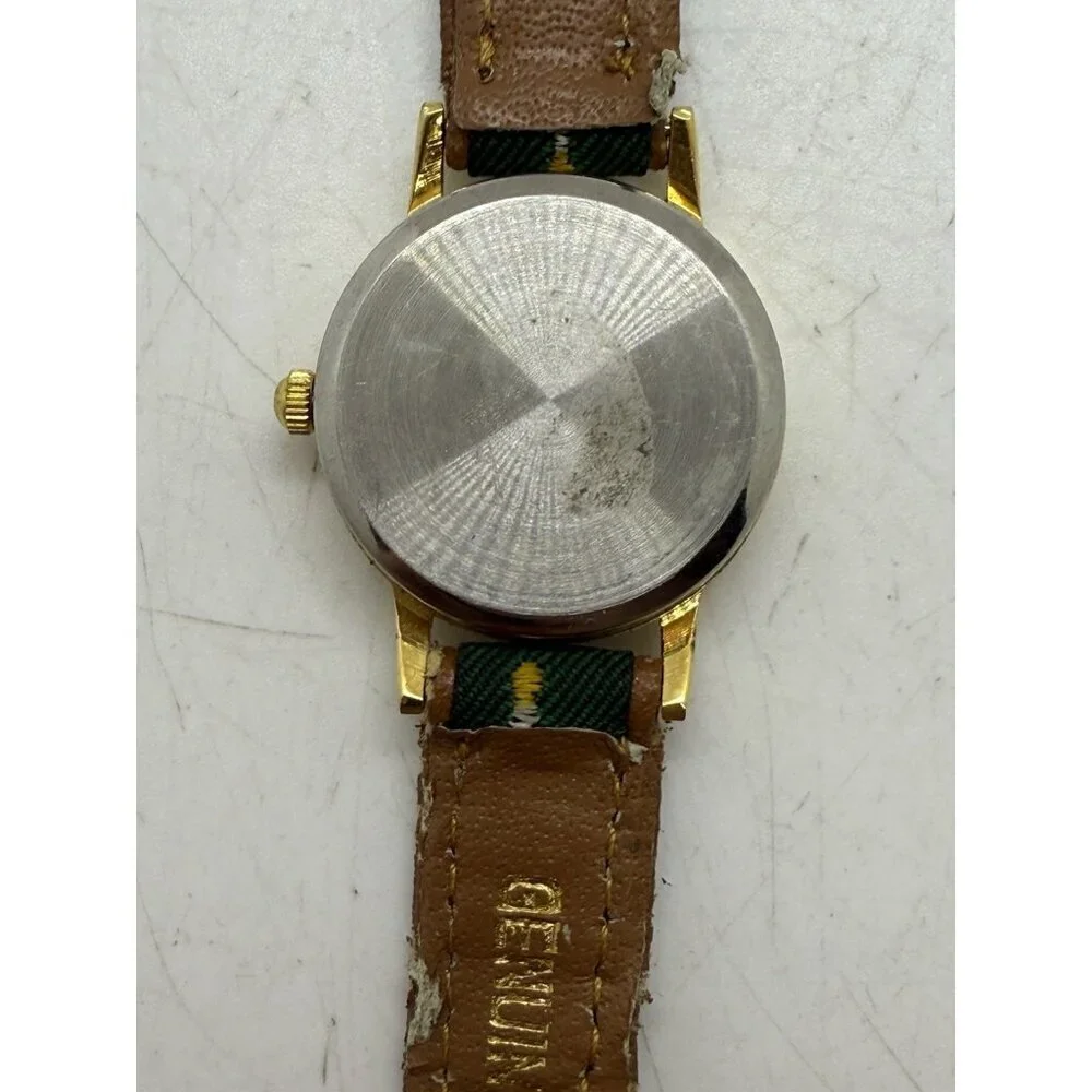 David Jordan Quartz Rotating Bowling Watch Round Face Brown Green Canvas Band